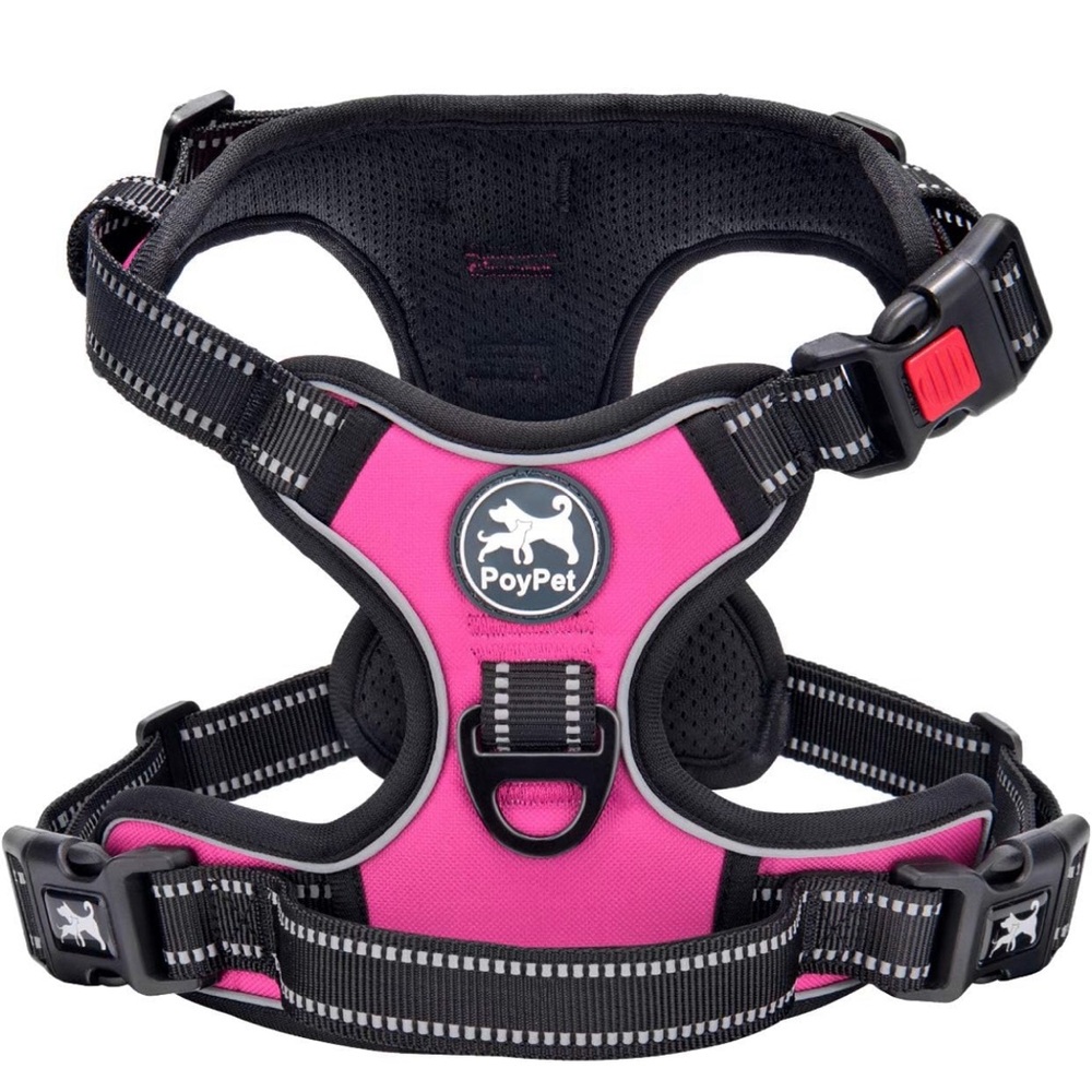 PoyPet No Pull / No Choke Dog Reflective Harness Vest for Med Size Dogs, Pink
